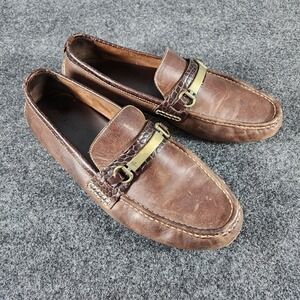 Cole Haan Somerset Bit II Brown Croc Print Trim Loafers Men's Leather Shoes 12